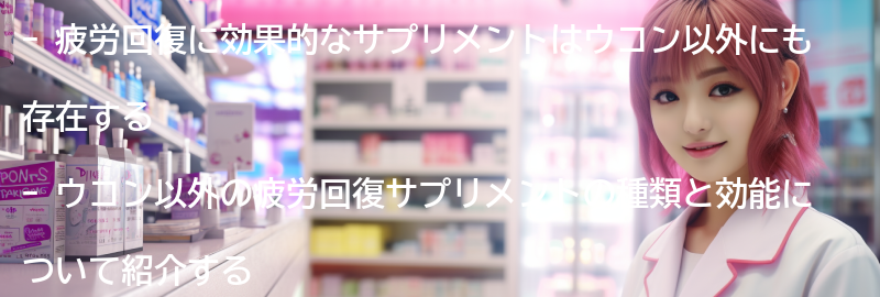 ウコン以外の疲労回復サプリメントの紹介の要点まとめ