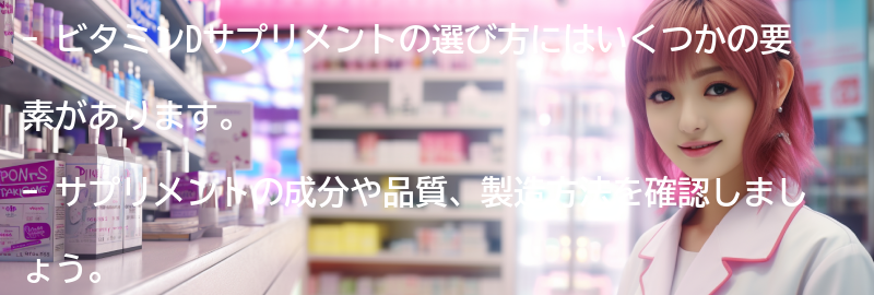 ビタミンDサプリメントの選び方の要点まとめ