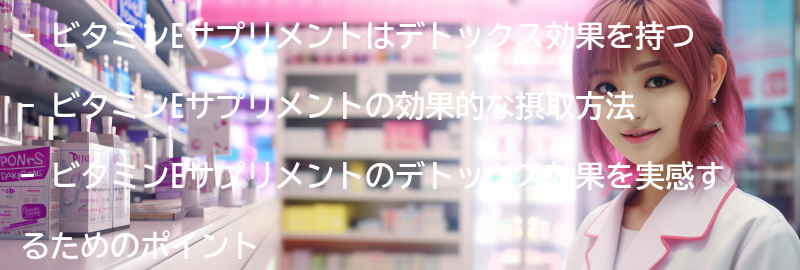 ビタミンEサプリメントのデトックス効果を実感するためのポイントの要点まとめ