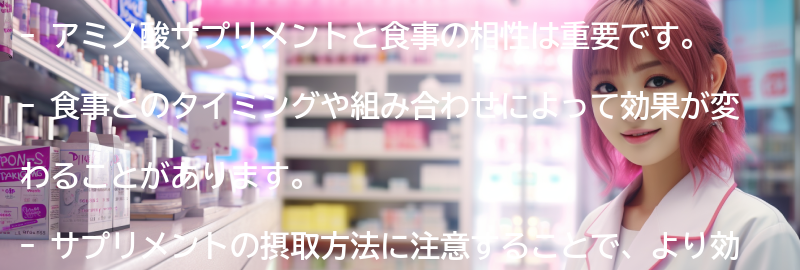 アミノ酸サプリメントと食事の相性についての要点まとめ