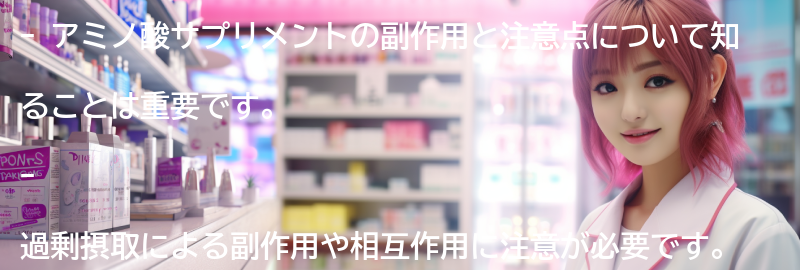 アミノ酸サプリメントの副作用と注意点の要点まとめ