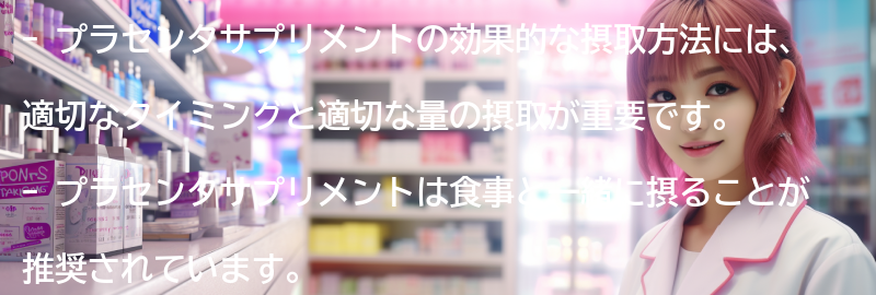 プラセンタサプリメントの効果的な摂取方法の要点まとめ
