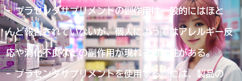 プラセンタサプリメントの副作用や注意点についての要点まとめ