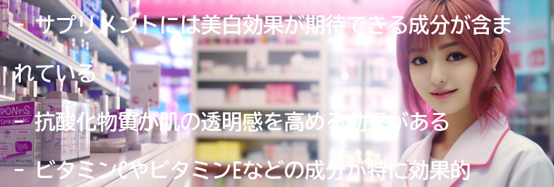 サプリメントの美白効果に期待できる成分の要点まとめ