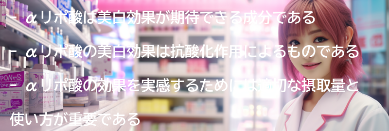 美白効果を実感するためのαリポ酸の期待できる効果の要点まとめ
