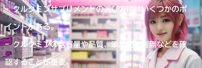 クルクミンサプリメントの選び方の要点まとめ