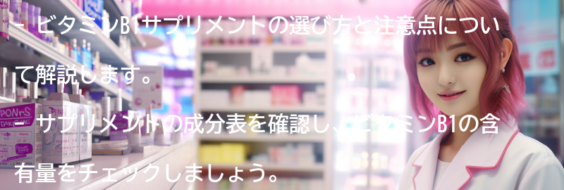 ビタミンB1サプリメントの選び方と注意点の要点まとめ