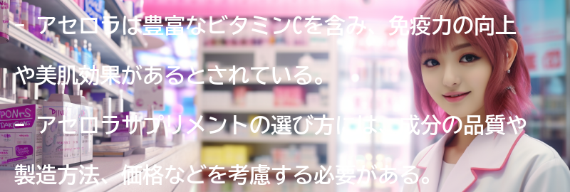 アセロラサプリメントの選び方とおすすめ商品紹介の要点まとめ