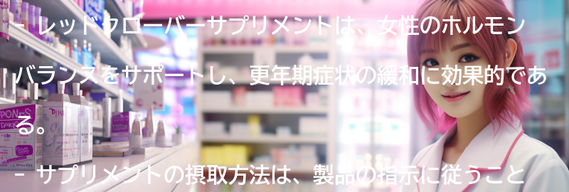 レッドクローバーサプリメントの摂取方法と注意点の要点まとめ