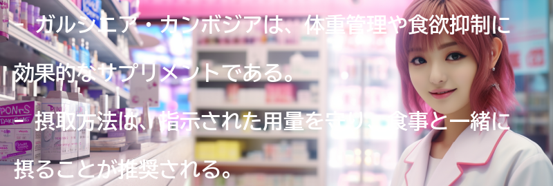 ガルシニア・カンボジアの摂取方法と注意点の要点まとめ