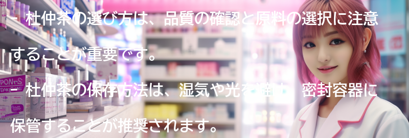 杜仲茶の選び方と保存方法の要点まとめ