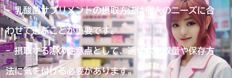 乳酸菌サプリメントの摂取方法と注意点の要点まとめ