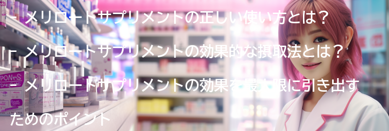 メリロートサプリメントの正しい使い方と効果的な摂取法の要点まとめ