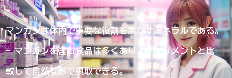 マンガンを含む食品との比較の要点まとめ