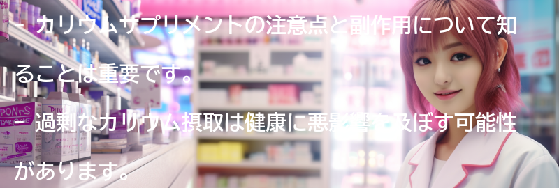 カリウムサプリメントの注意点と副作用の要点まとめ