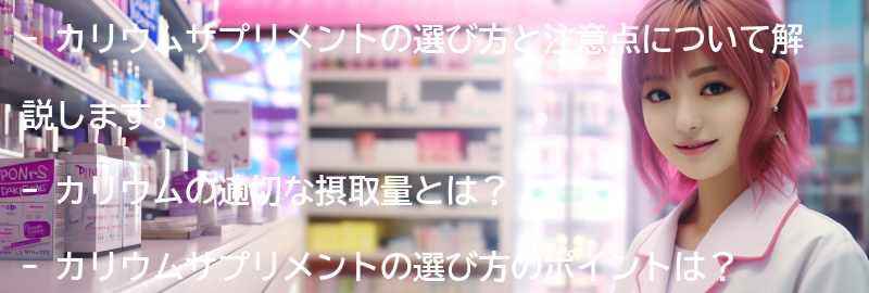 カリウムサプリメントの選び方と注意点の要点まとめ