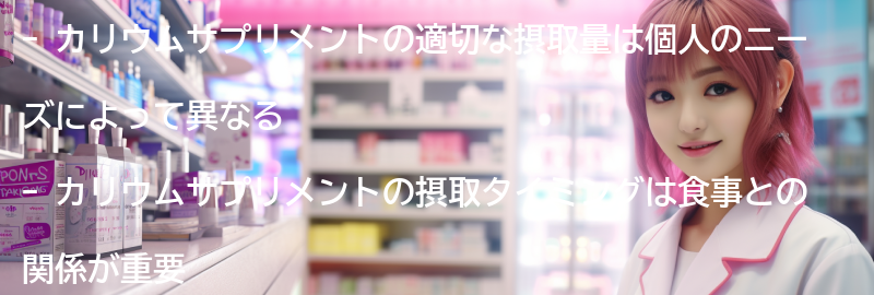 カリウムサプリメントの適切な摂取量とタイミングの要点まとめ