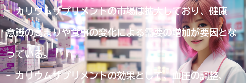 カリウムサプリメントの市場動向と人気商品の紹介の要点まとめ