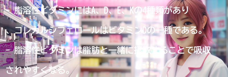 脂溶性ビタミンの特徴とは？の要点まとめ