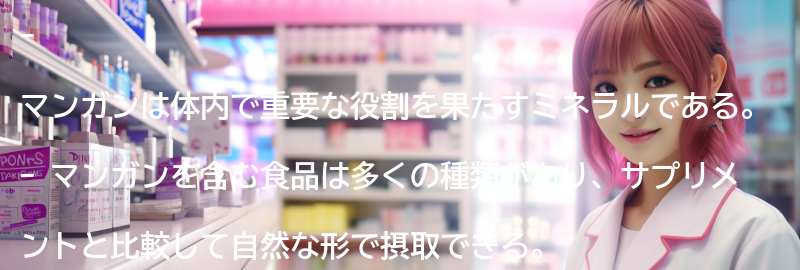 マンガンを含む食品との比較の要点まとめ