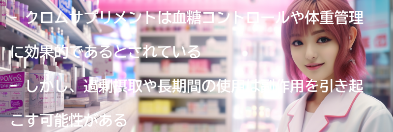 クロムサプリメントの副作用と安全性についての要点まとめ