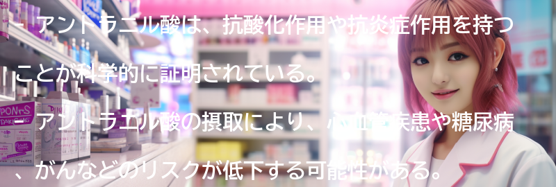 アントラニル酸の摂取による効果についての科学的な根拠の要点まとめ