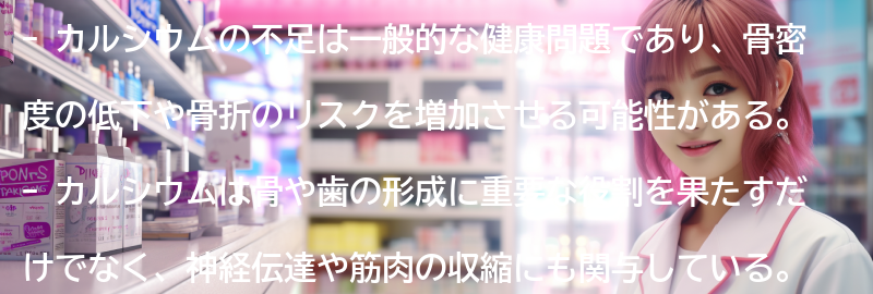 カルシウムの不足と健康への影響の要点まとめ