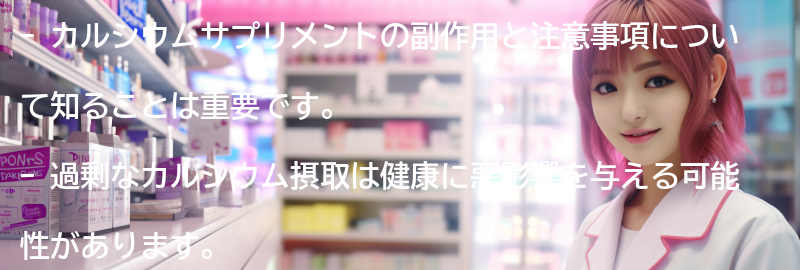 カルシウムサプリメントの副作用と注意事項の要点まとめ